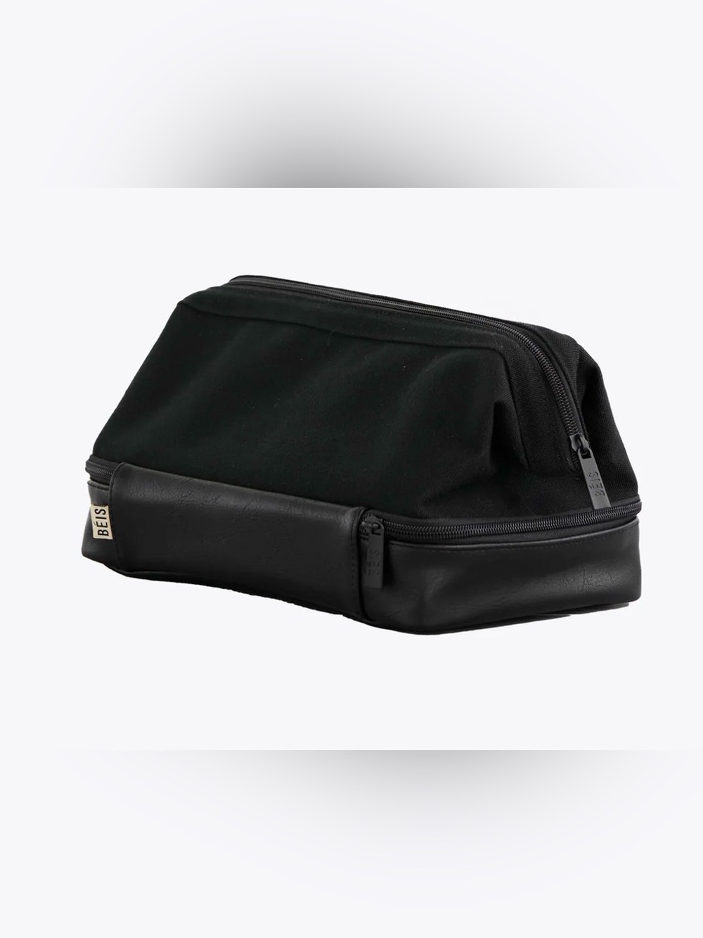 BEIS Black Men's Toiletry Kit with Faux-Leather Base